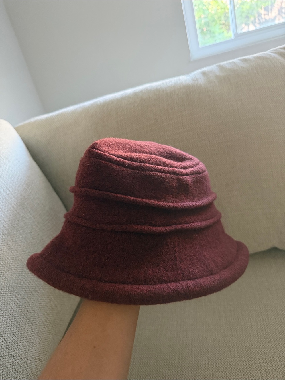 Scala Cloche Womens Burgundy Wool Bucket Hat